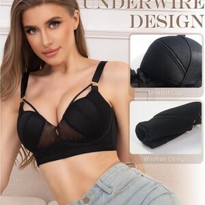 ANYIRIS Plus Size Wireless Bras Women No Underwire Push Up Bra 42F NEW in Box
